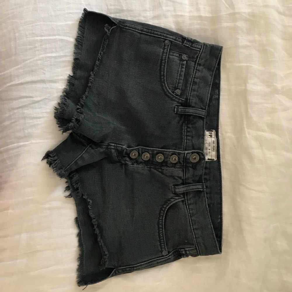 Free people black button fly shorts